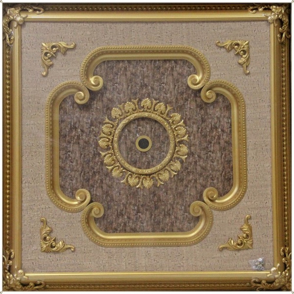 110 Cm Kare Osmanli Saray Tavan S-334 Avize Gobegi Altin Varak Kaplamali 3D